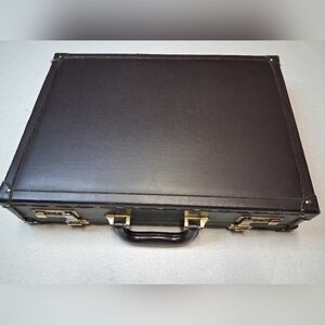 Vintage Elegant Brown Briefcase with Gold Accents